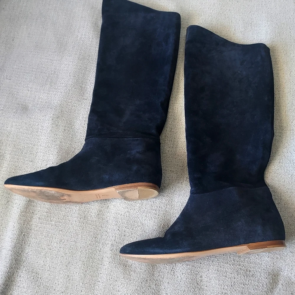 Belle By Sigerson Morrison Suede Dark Blue Knee-High  Boots Sz-8